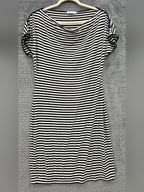 Calvin Klein Black and White Striped Mini Dress